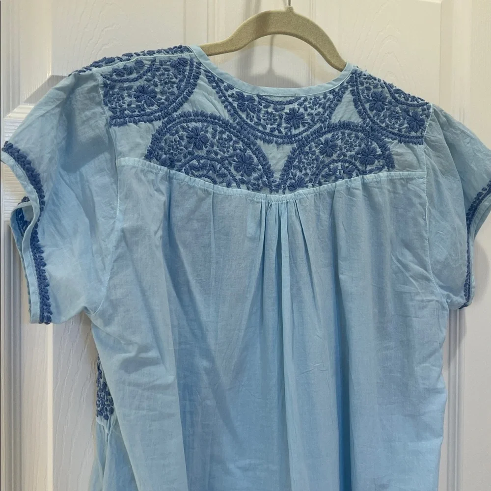 NWT Blue Embroidered Cotton Dress - Picture 8 of 10